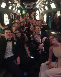 Prom night party inside luxury limousine in Westchester